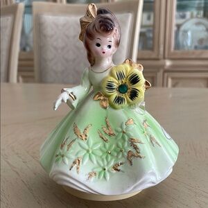 Vintage Josef Originals - May Birthday Girl Birthstone Ceramic Emerald Figurine